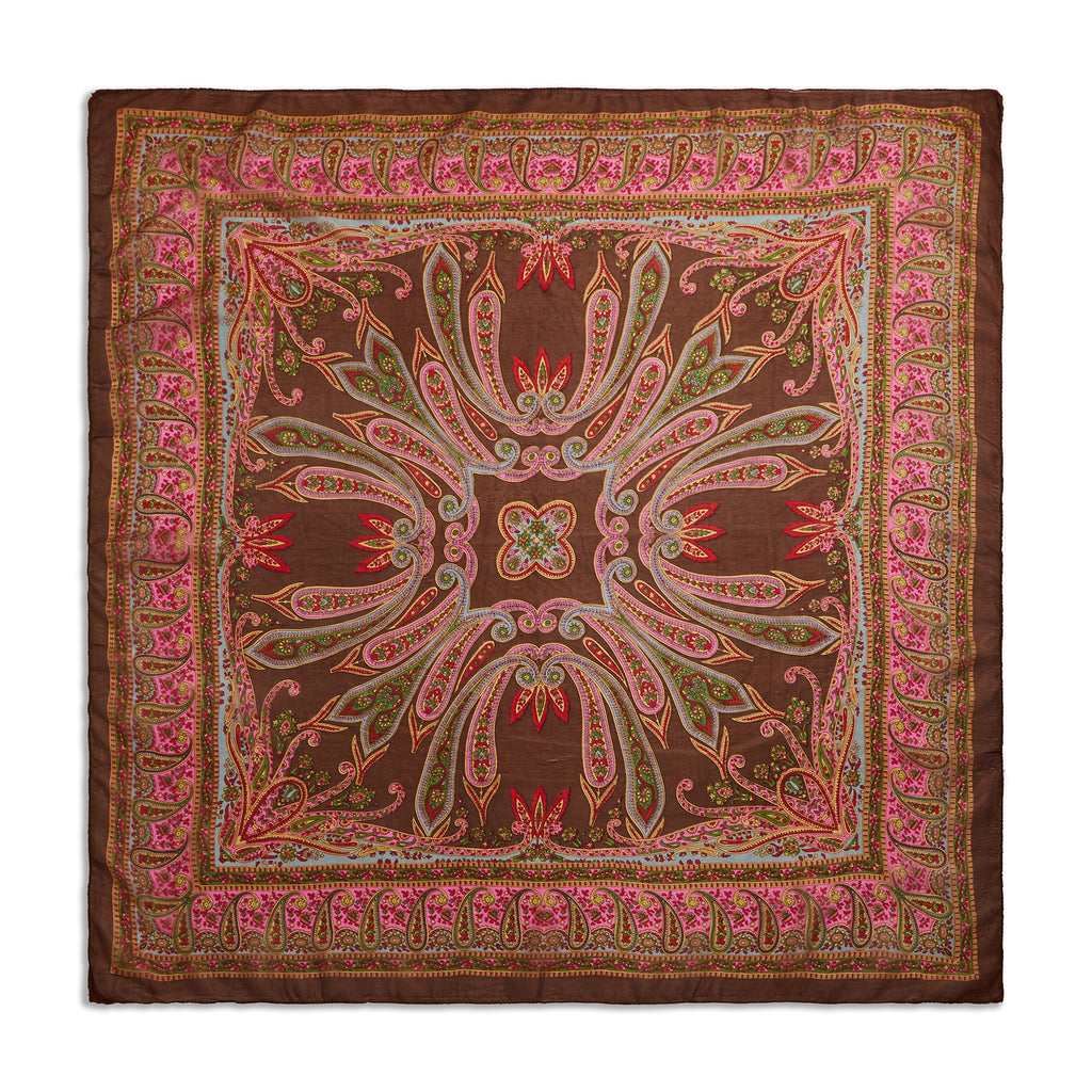 Rosewood Crown Paisley Silk Large Pocket Square