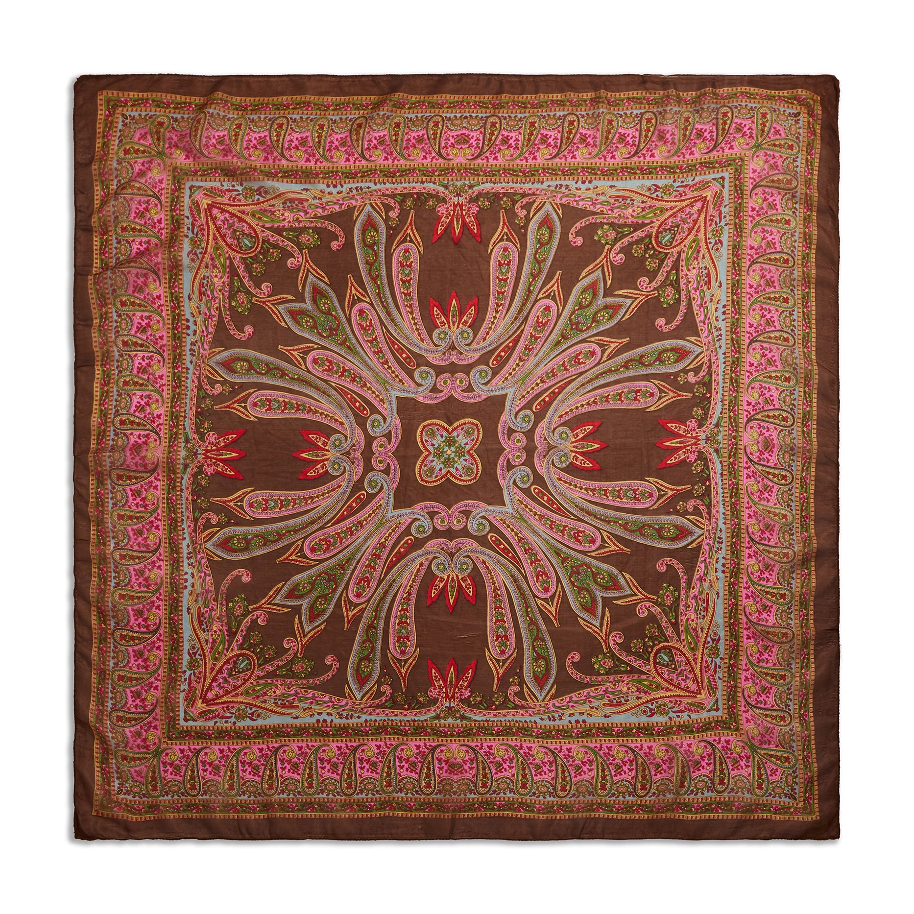Rosewood Crown Paisley Silk Large Pocket Square