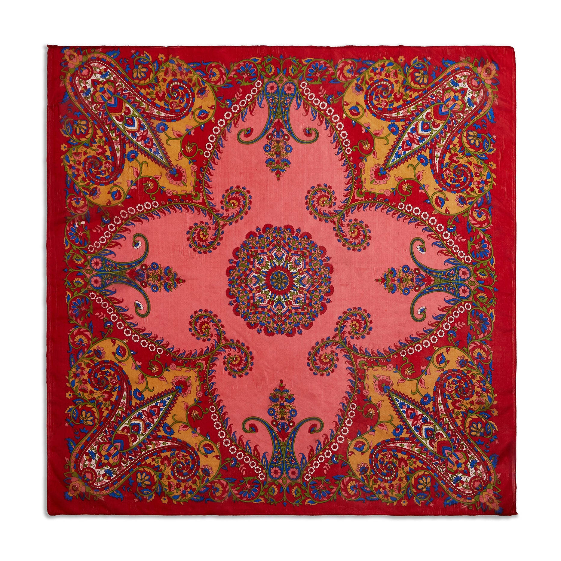 Ruby Medallion Paisley Silk Large Pocket Square