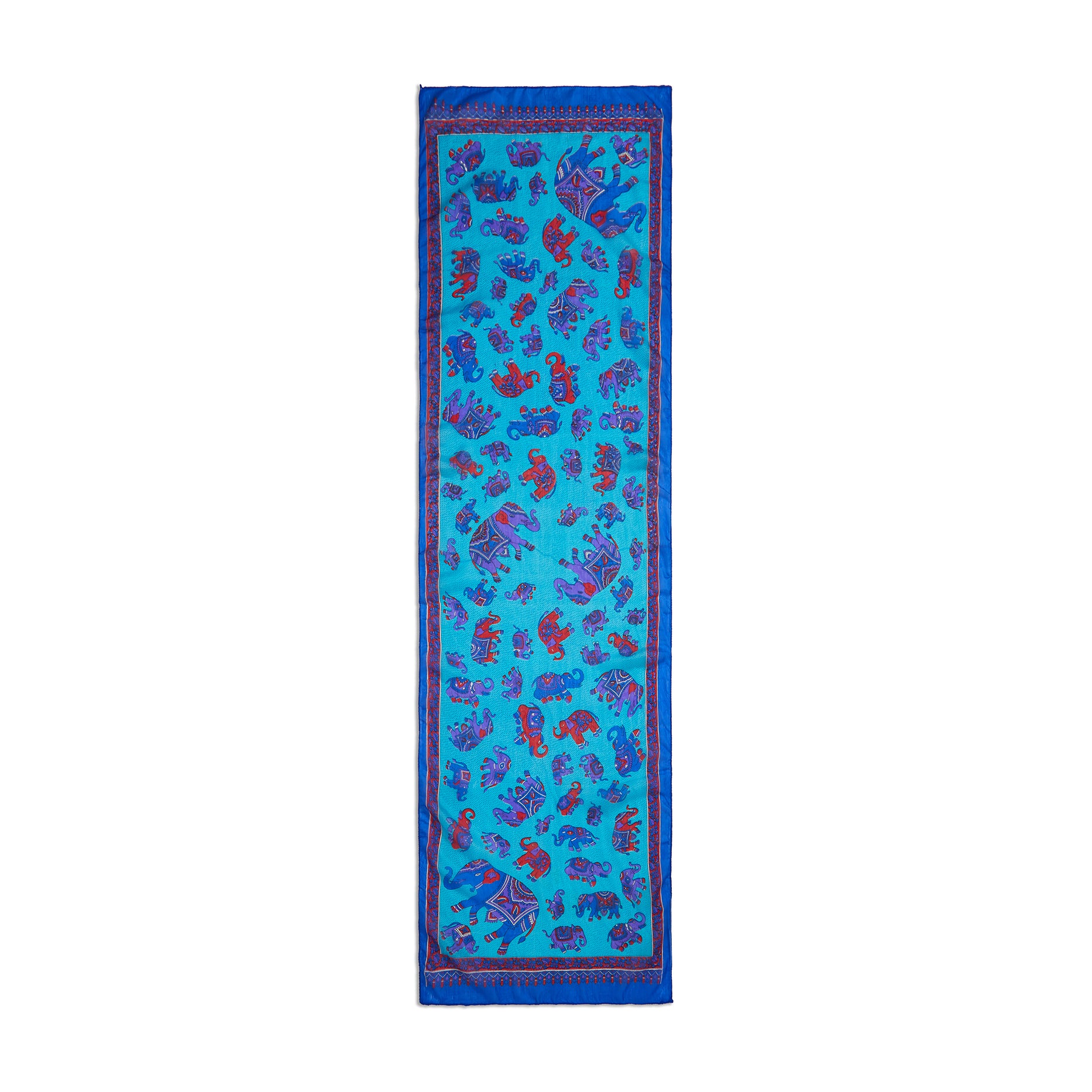 Azure Elephant Caravan Silk Stole