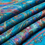 Turquoise Paisley Large Pocket Silk Square