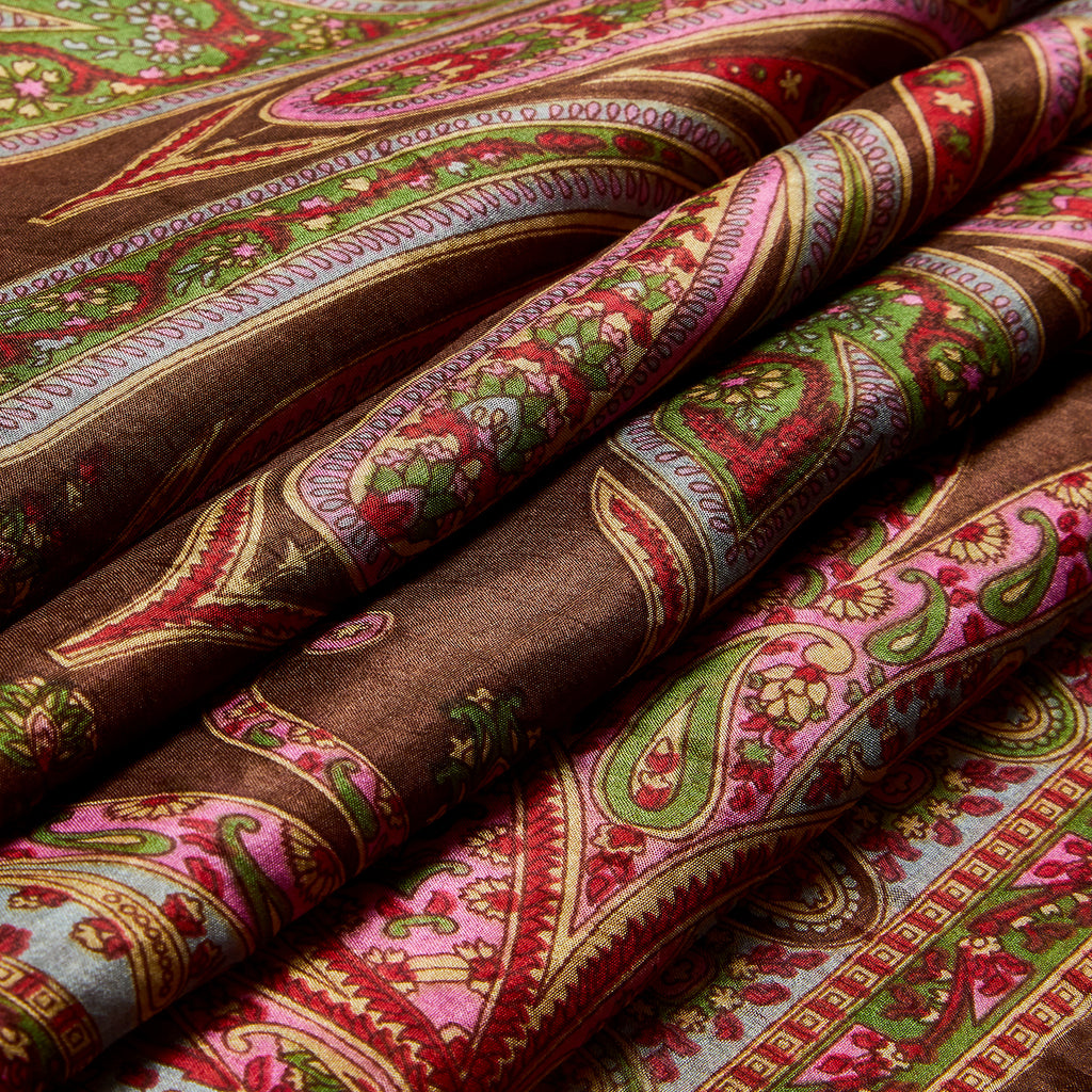 Rosewood Crown Paisley Silk Large Pocket Square