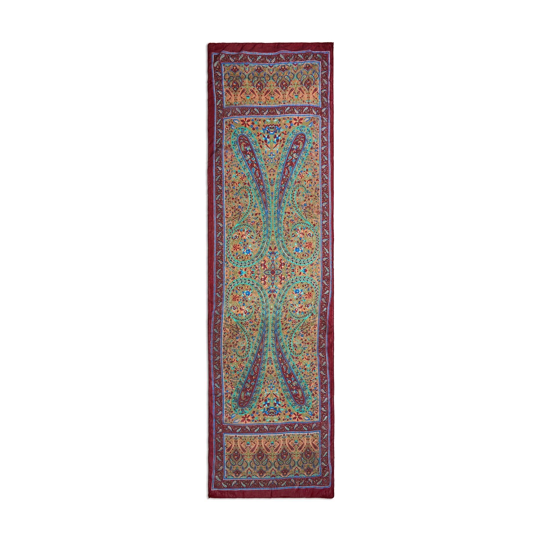 Antique Garnet Paisley Silk Stole