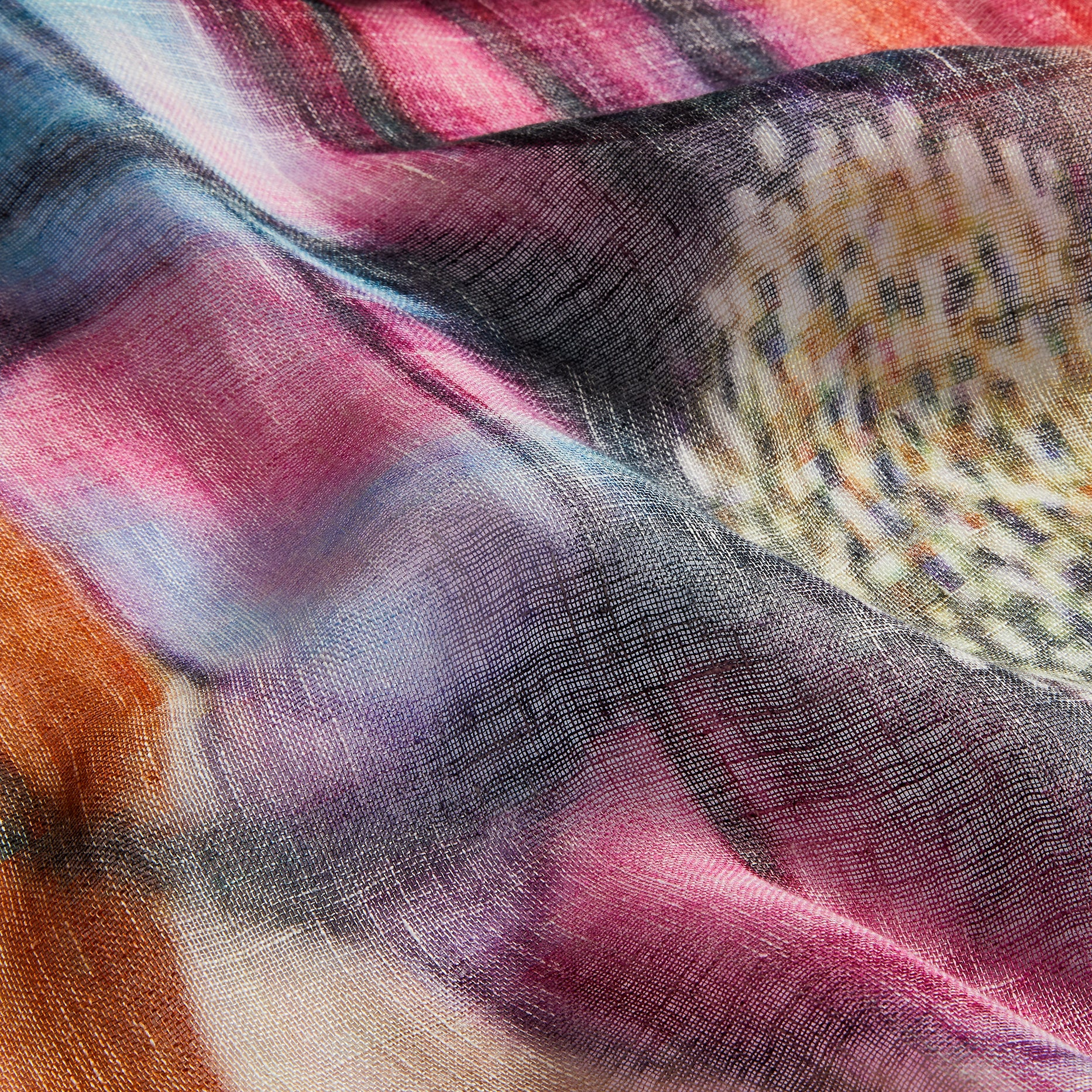 Aqua Bloom Linen Stole