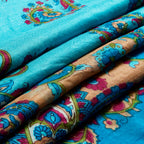 Azure Paisley Silk Large Pocket Square
