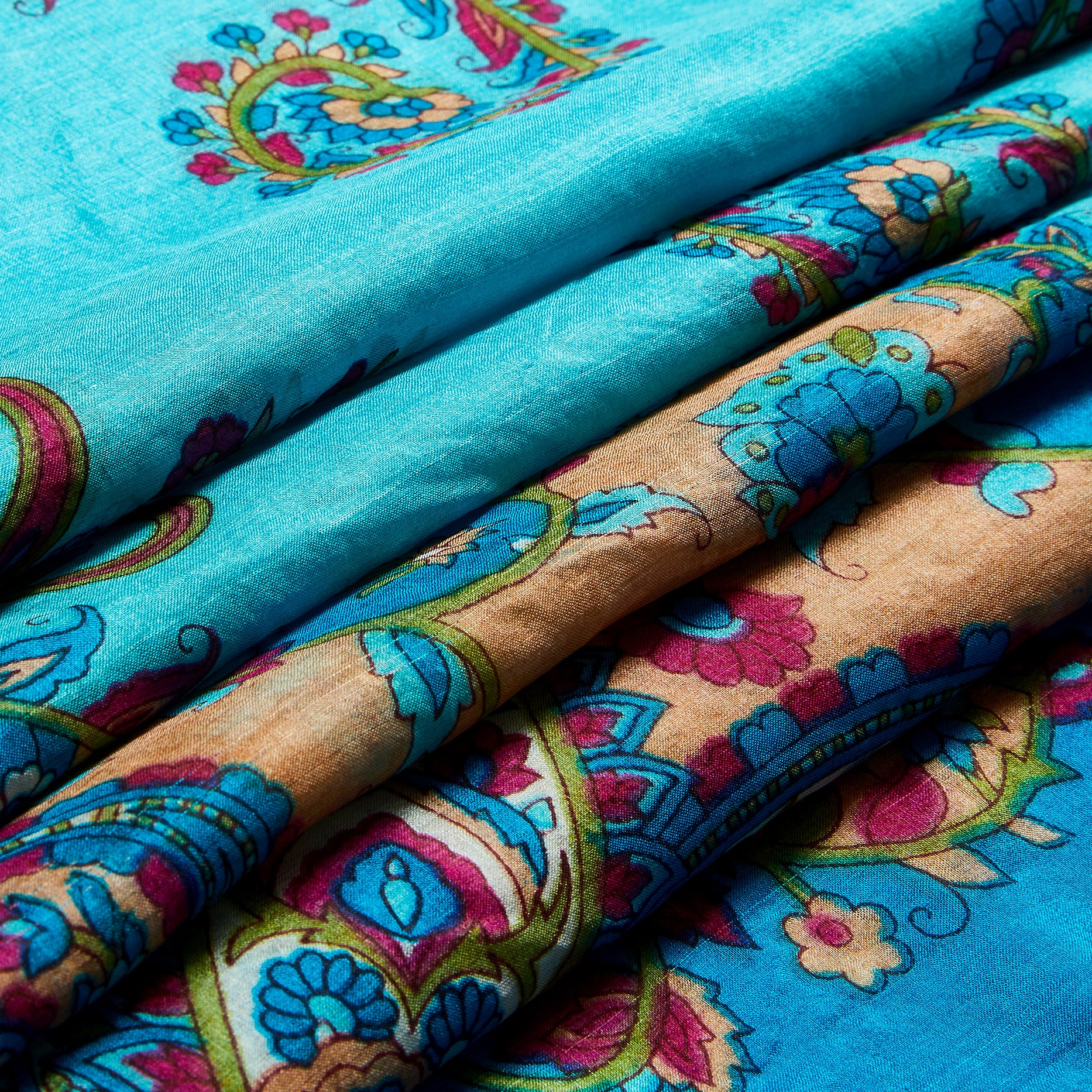 Azure Paisley Silk Large Pocket Square