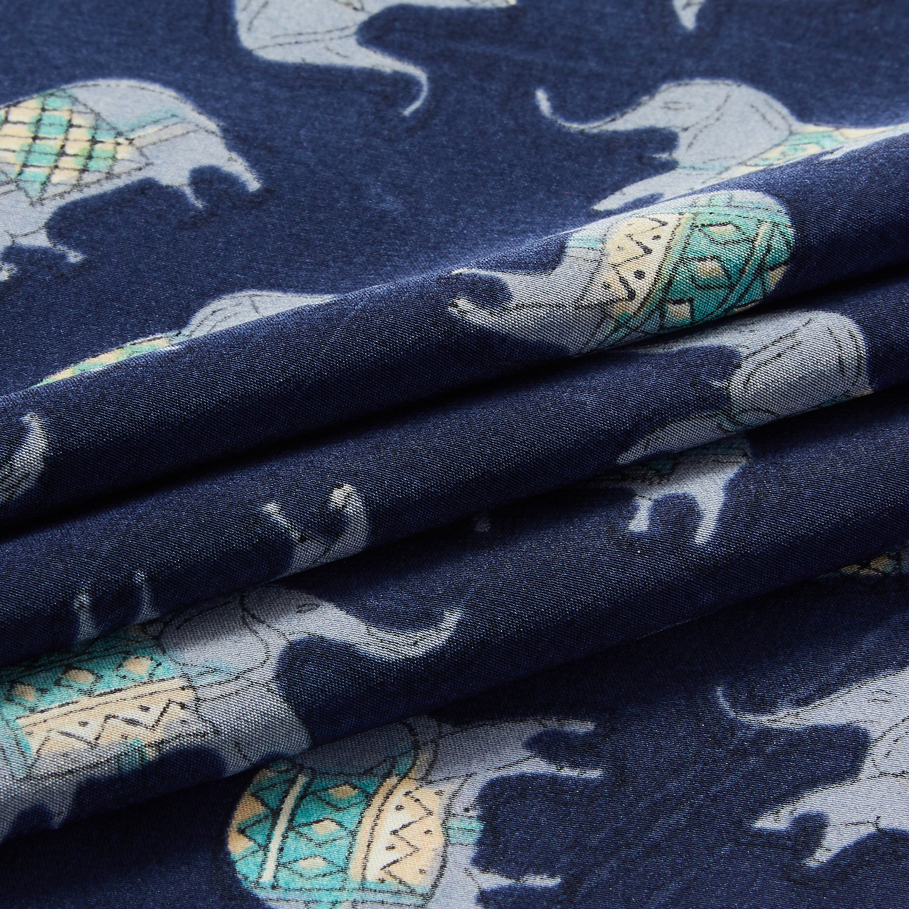 Silk Navy Elephants Pocket Square