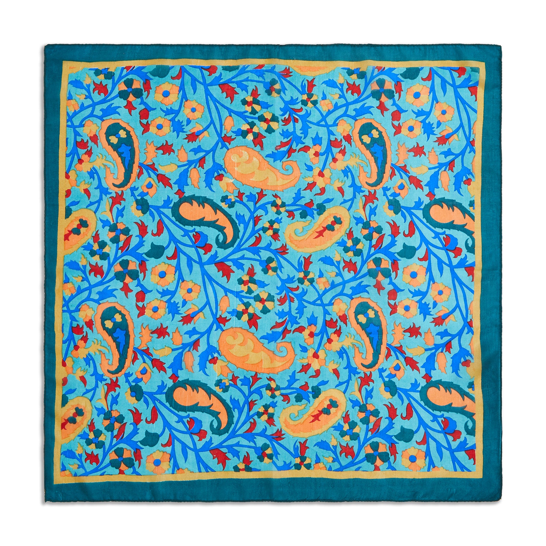 Silk Paisley Floral Vine Pocket Square