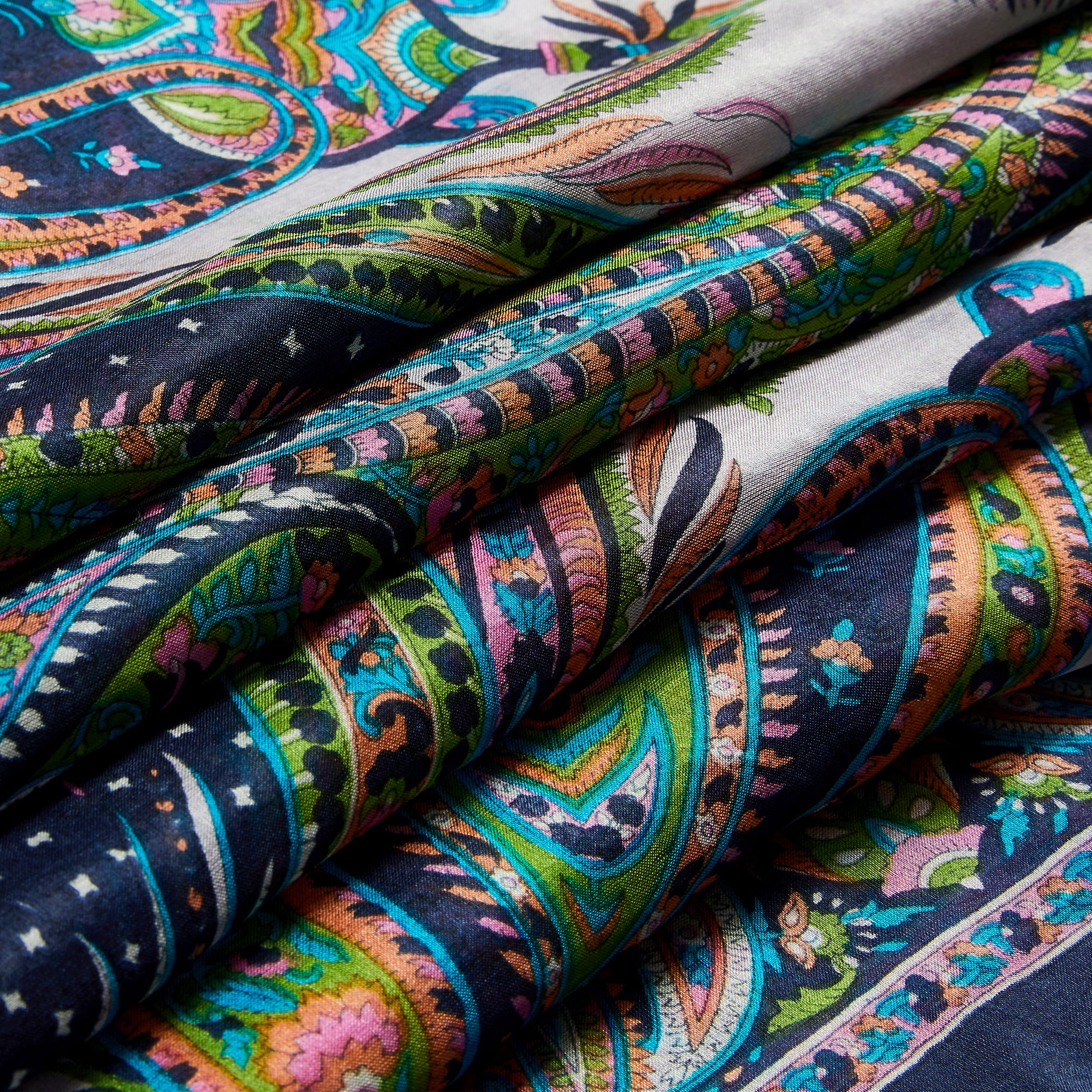 Midnight Paisley Silk Square