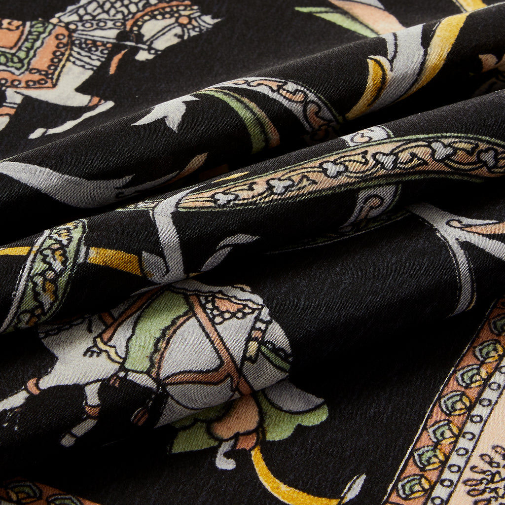Silk Ornate Elephant and Scroll Pocket Square