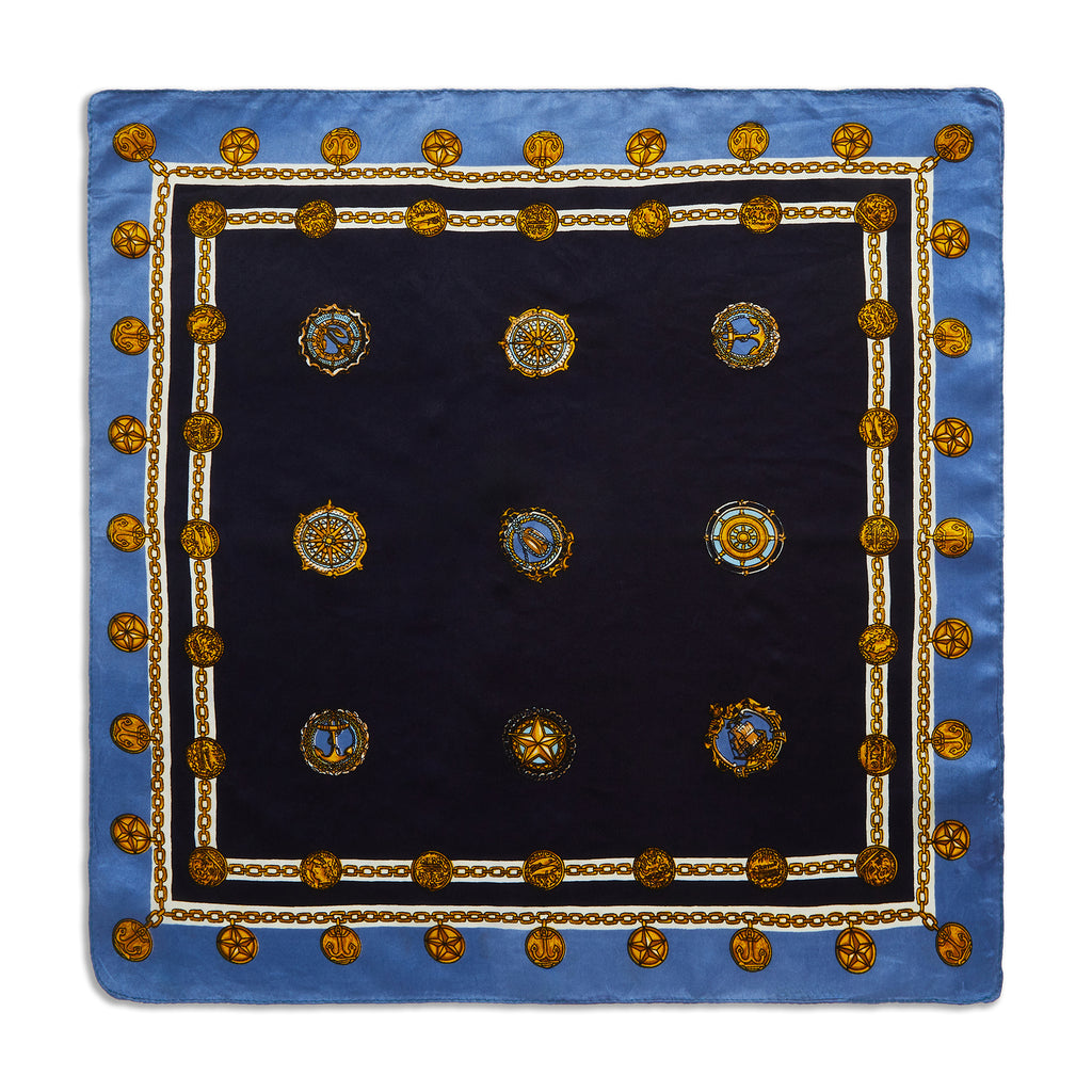 Silk Chain and Medallion Pocket Square