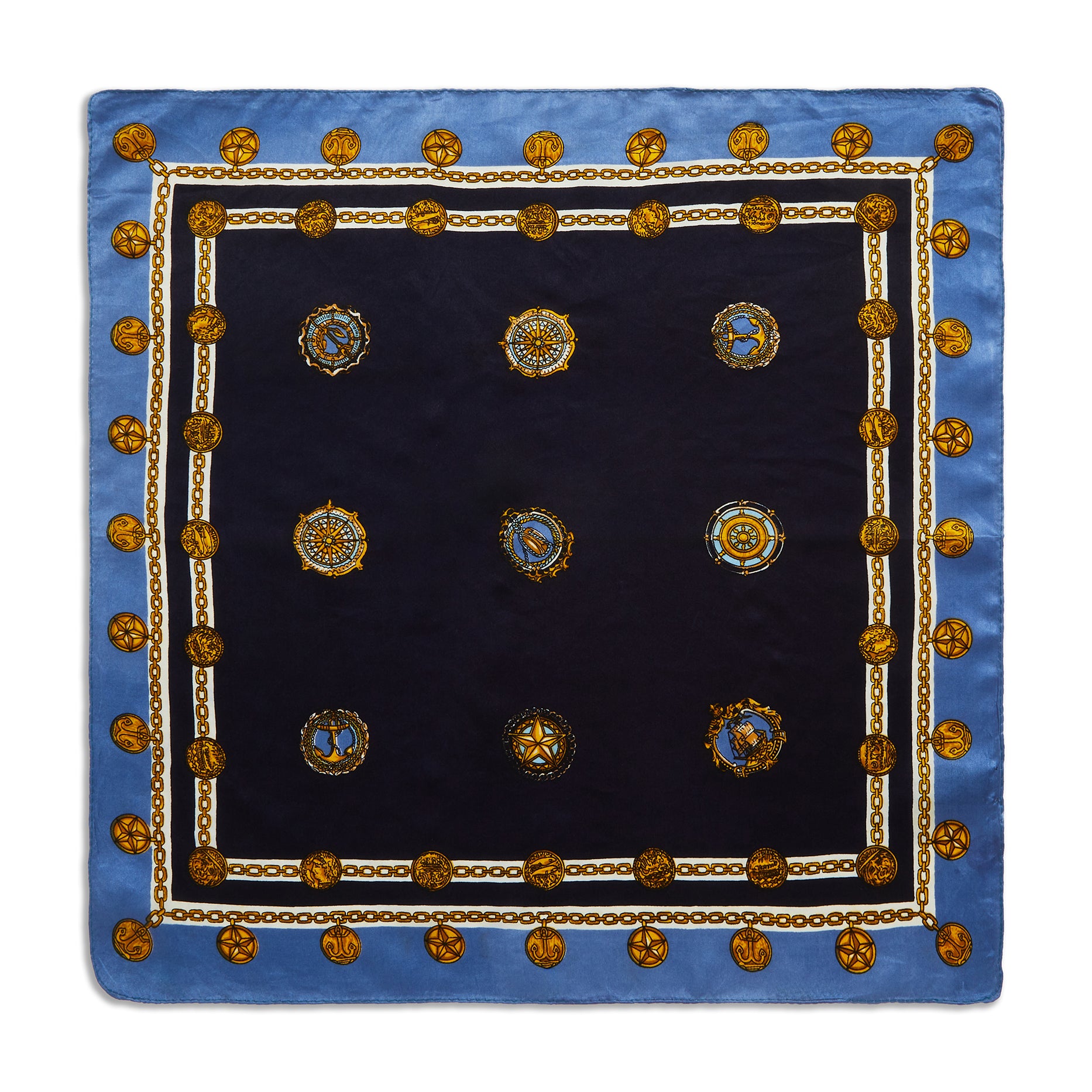 Silk Chain and Medallion Pocket Square