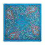 Turquoise Paisley Large Pocket Silk Square