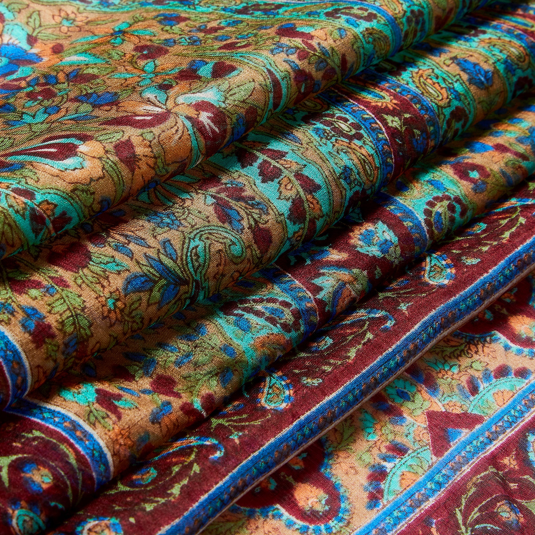 Antique Garnet Paisley Silk Stole
