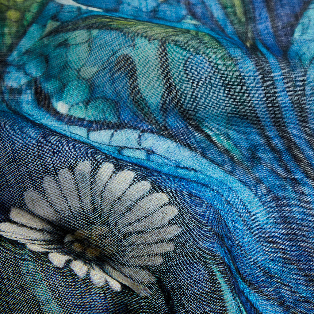 Blue Dandelion Linen Stole