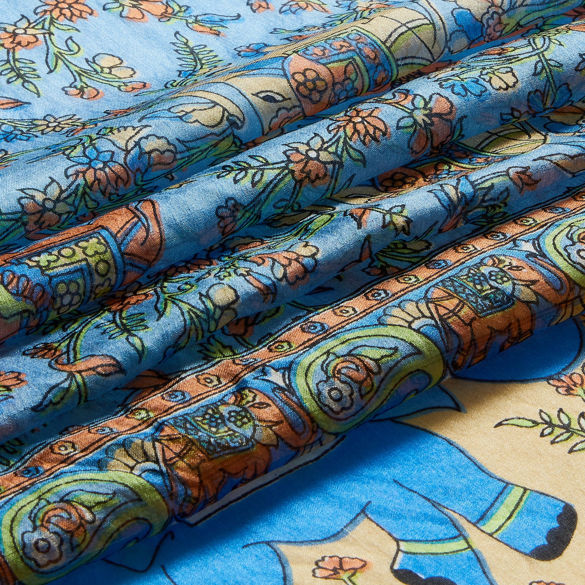 Celestial Elephant Garden Silk Stole