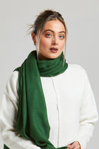 Oversized Cashmere - Plain Green Silk Stole