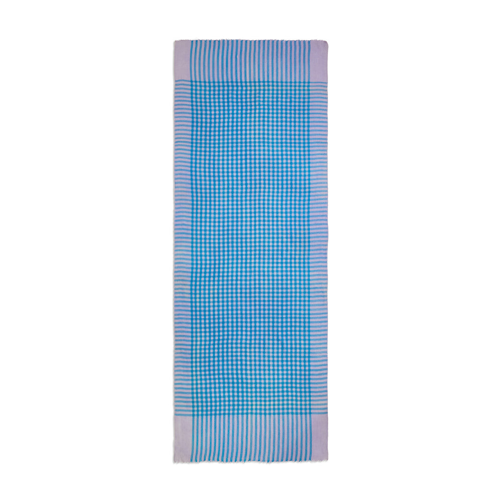Azure Gingham Finest Cashmere Stole