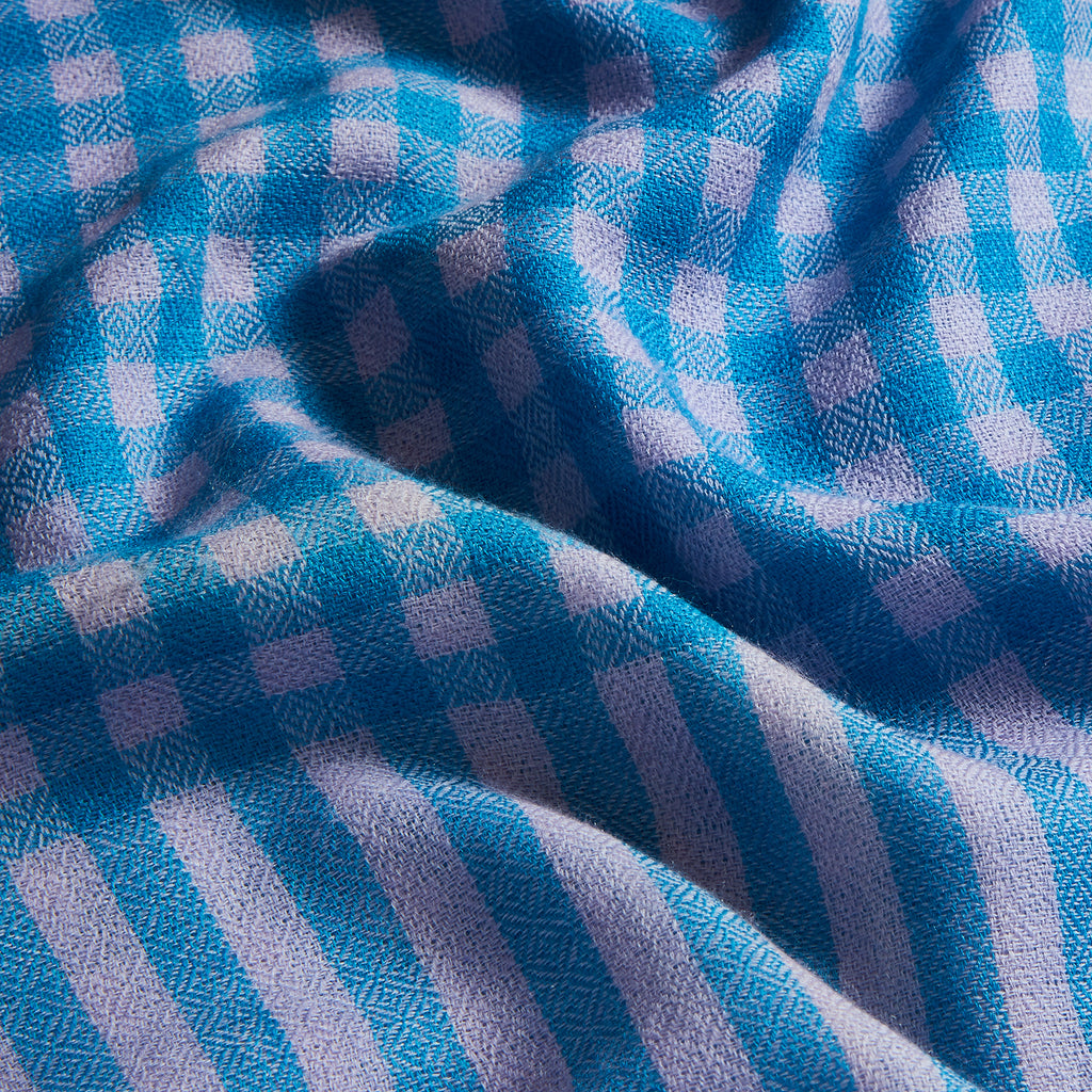 Azure Gingham Finest Cashmere Stole