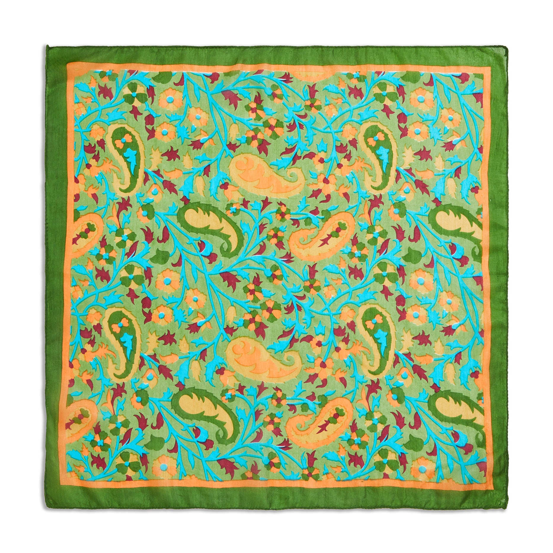 Silk Paisley Floral Vine Pocket Square