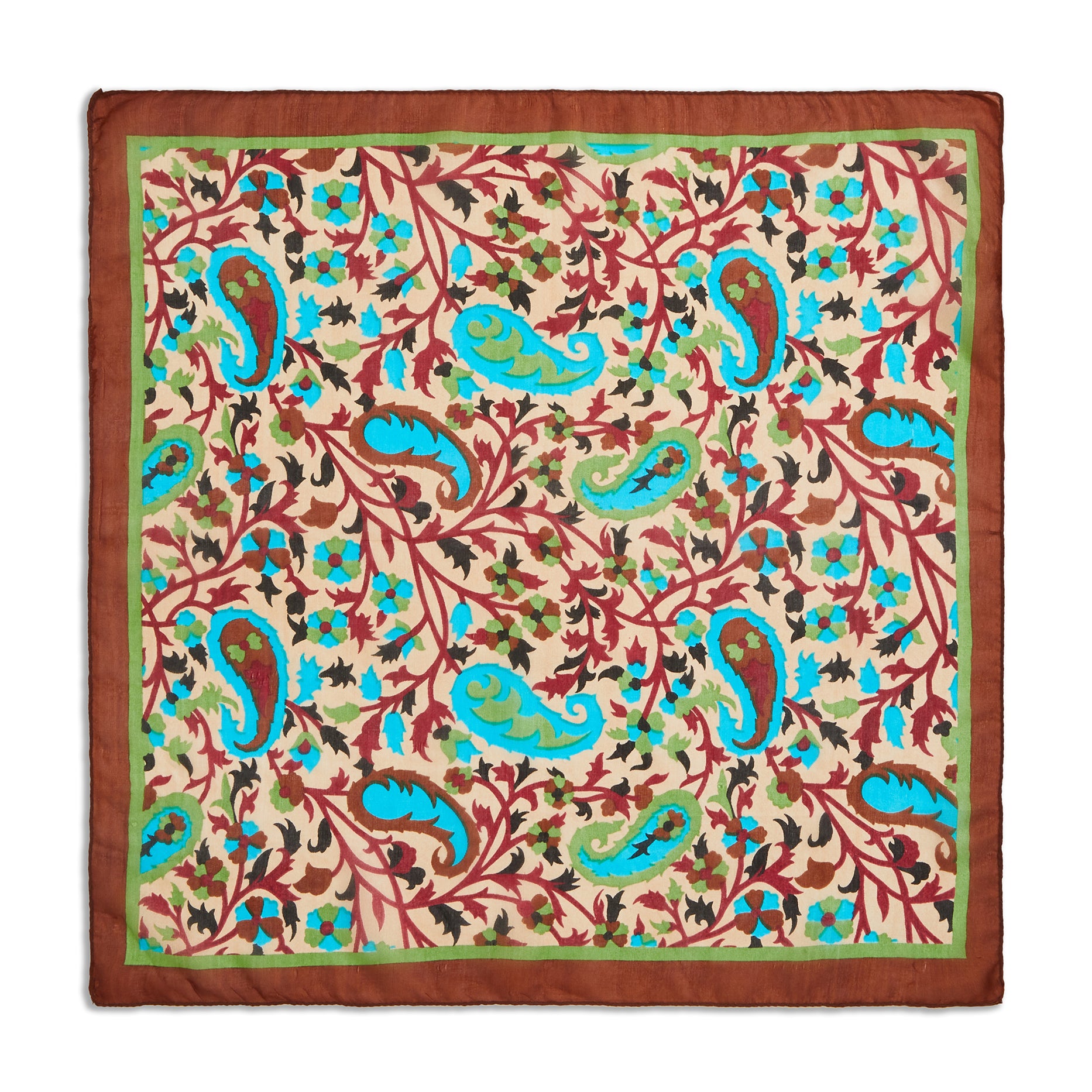 Silk Paisley Floral Vine Pocket Square