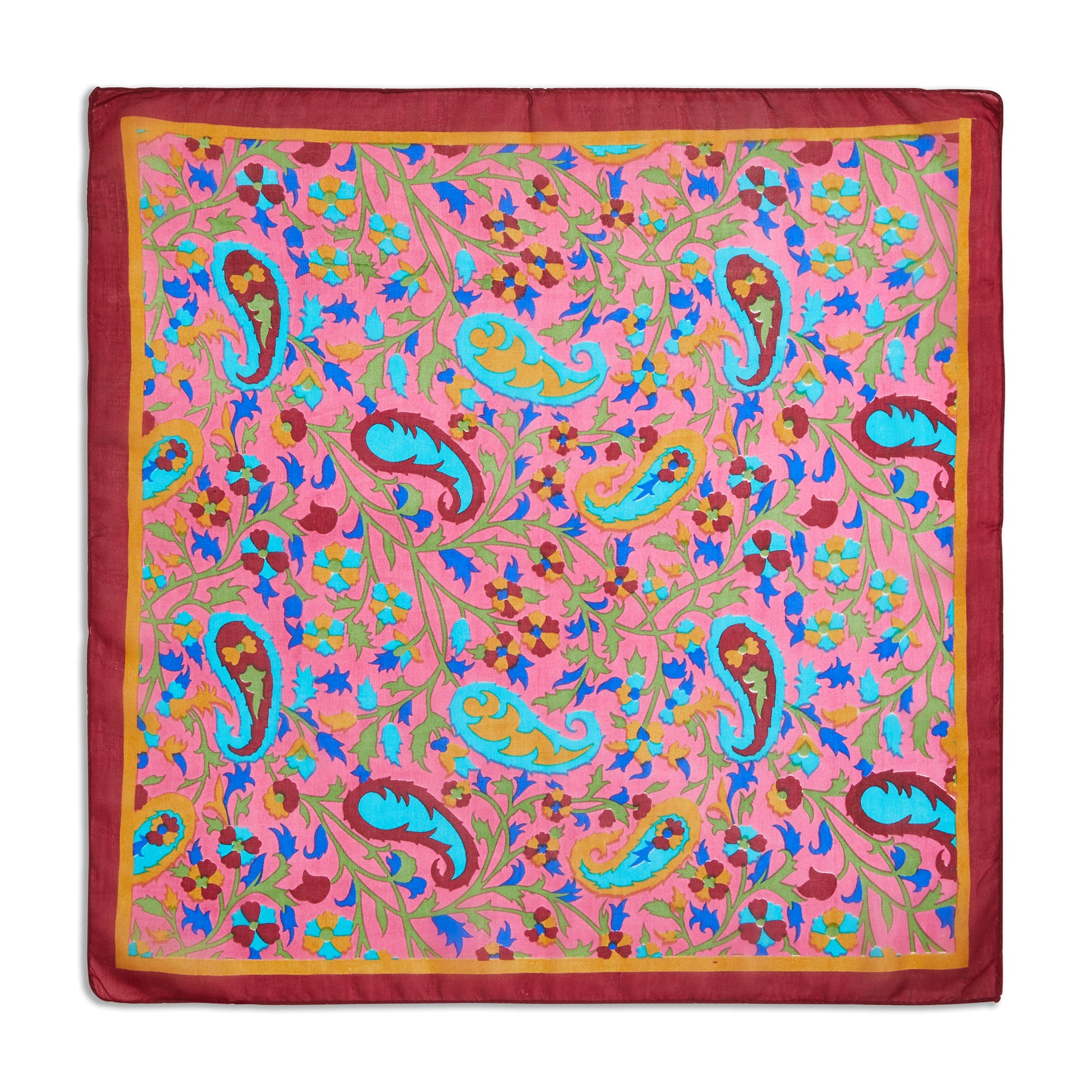 Silk Paisley Floral Vine Pocket Square