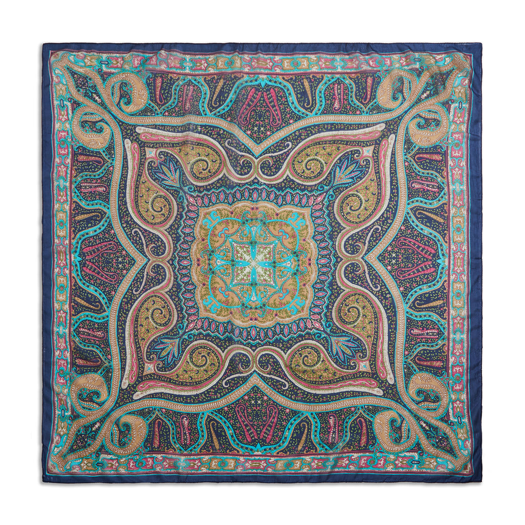 Blush Arabesque Silk Large Pocket Square