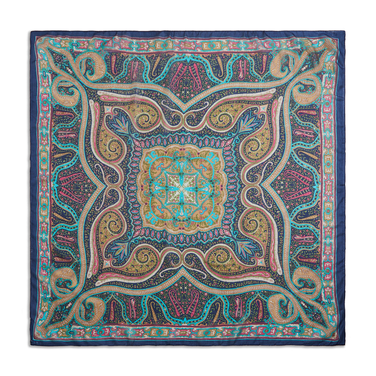 Blush Arabesque Silk Large Pocket Square