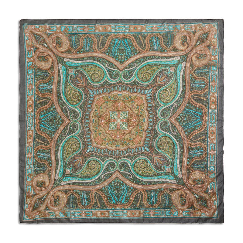 Blush Arabesque Silk Large Pocket Square