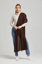 Oversized Cashmere -  Plain Moka Brown Silk Stole