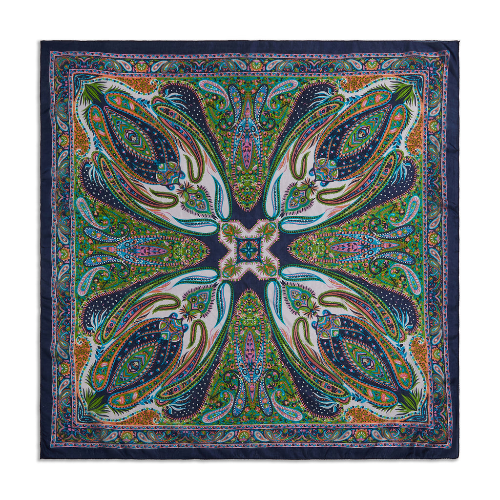 Midnight Paisley Silk Square
