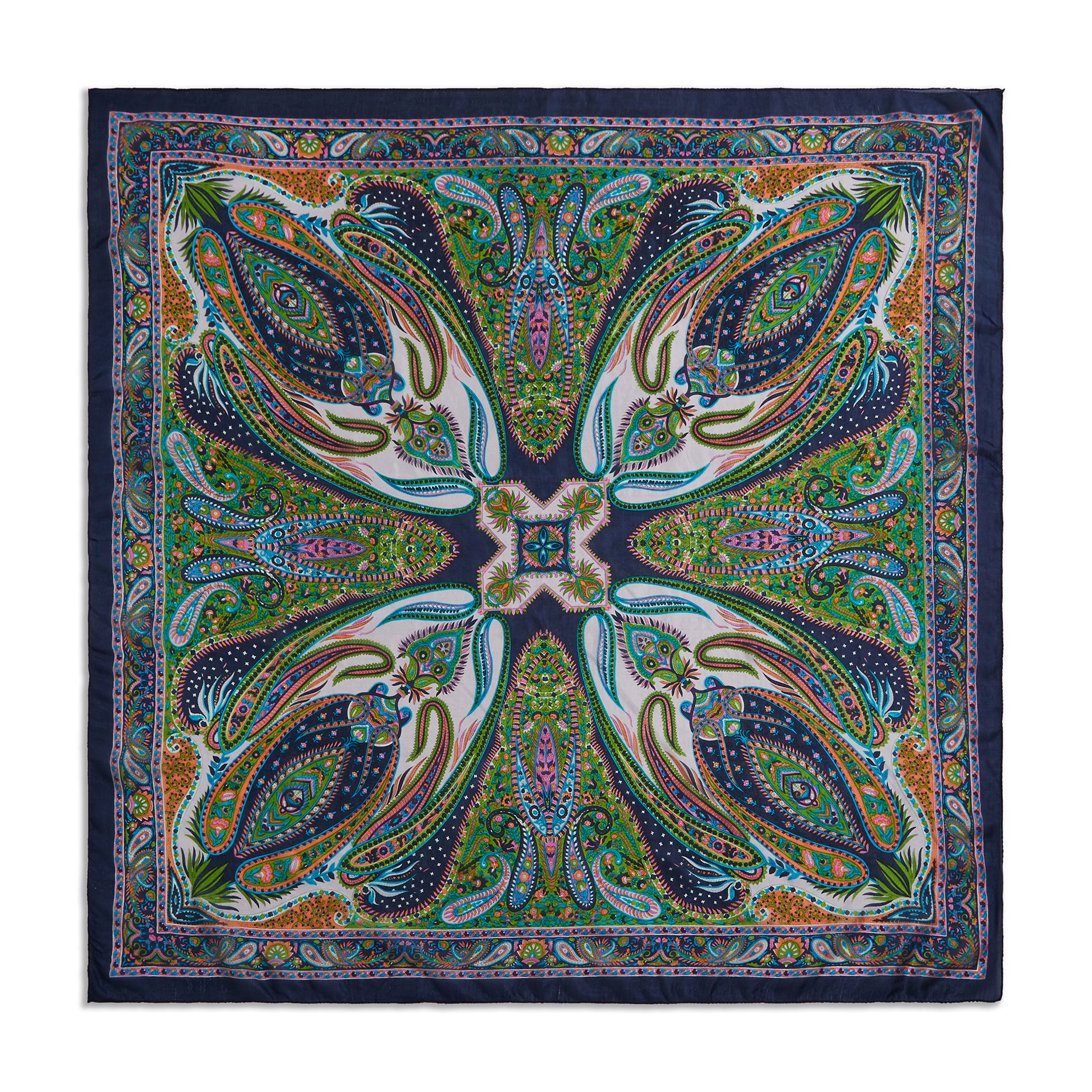 Midnight Paisley Silk Square