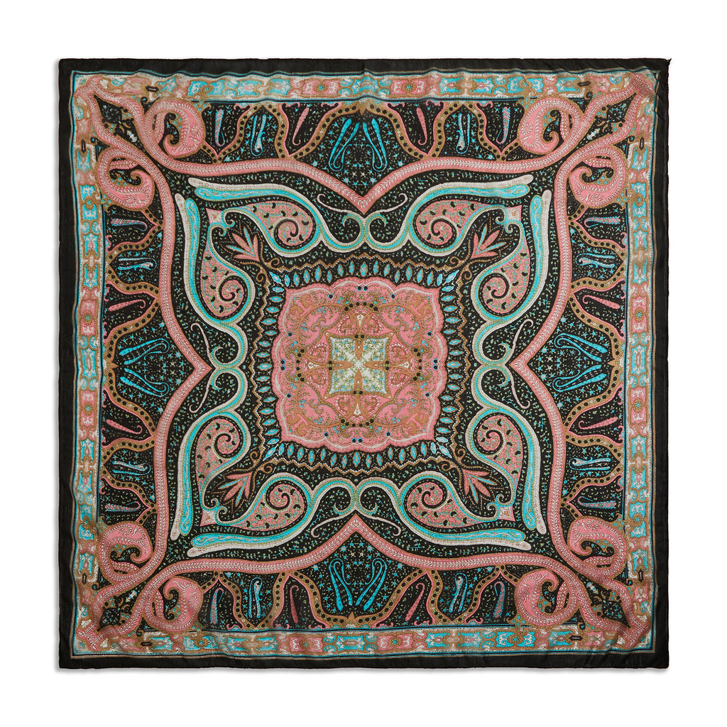 Blush Arabesque Silk Large Pocket Square