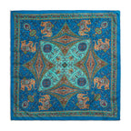 Blue Elephant Mosaic Silk Large Pocket Square