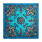 Azure Paisley Silk Large Pocket Square