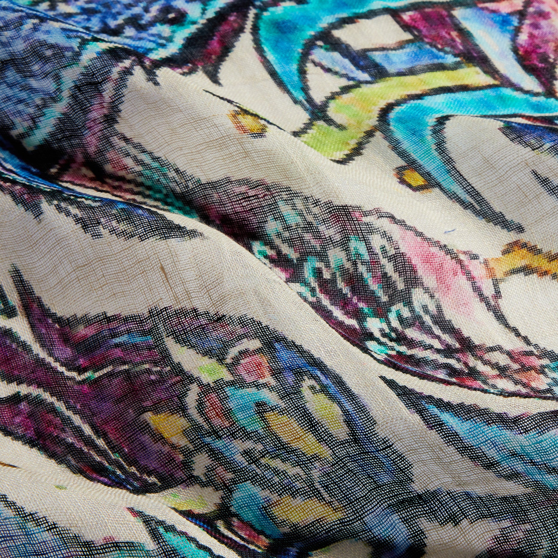 Indigo Aviary Linen Stole
