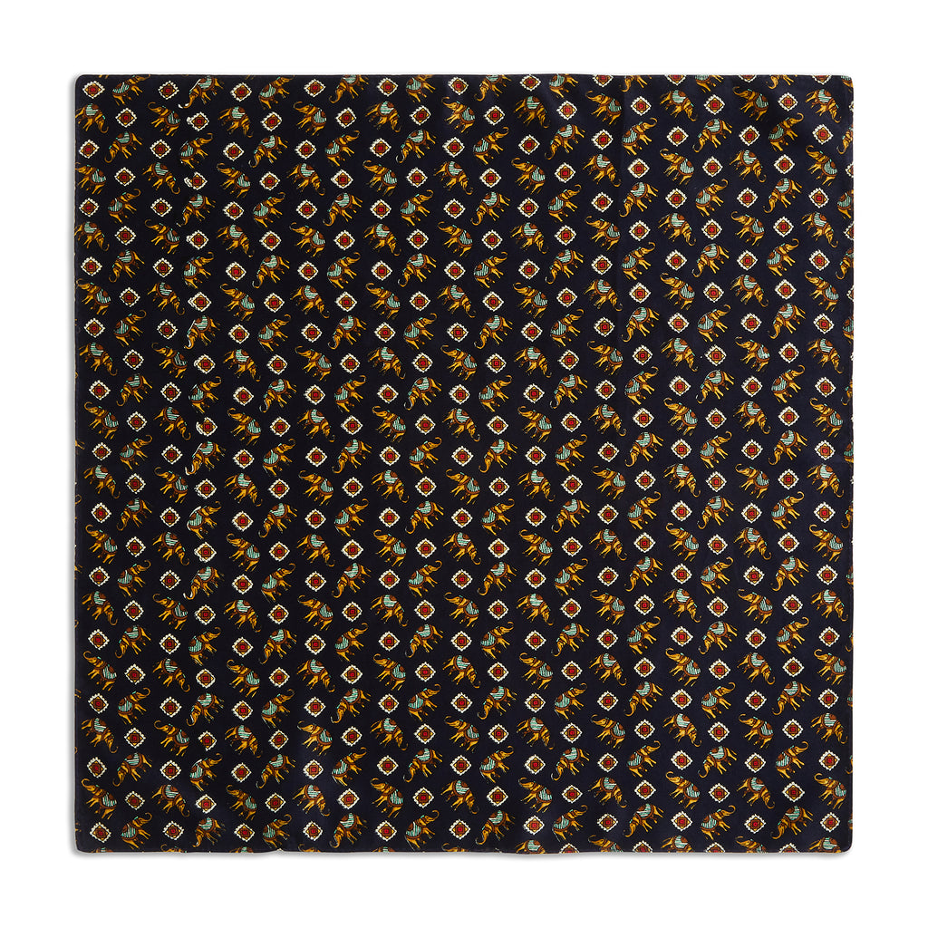 Silk All Over Elephant Pocket Square
