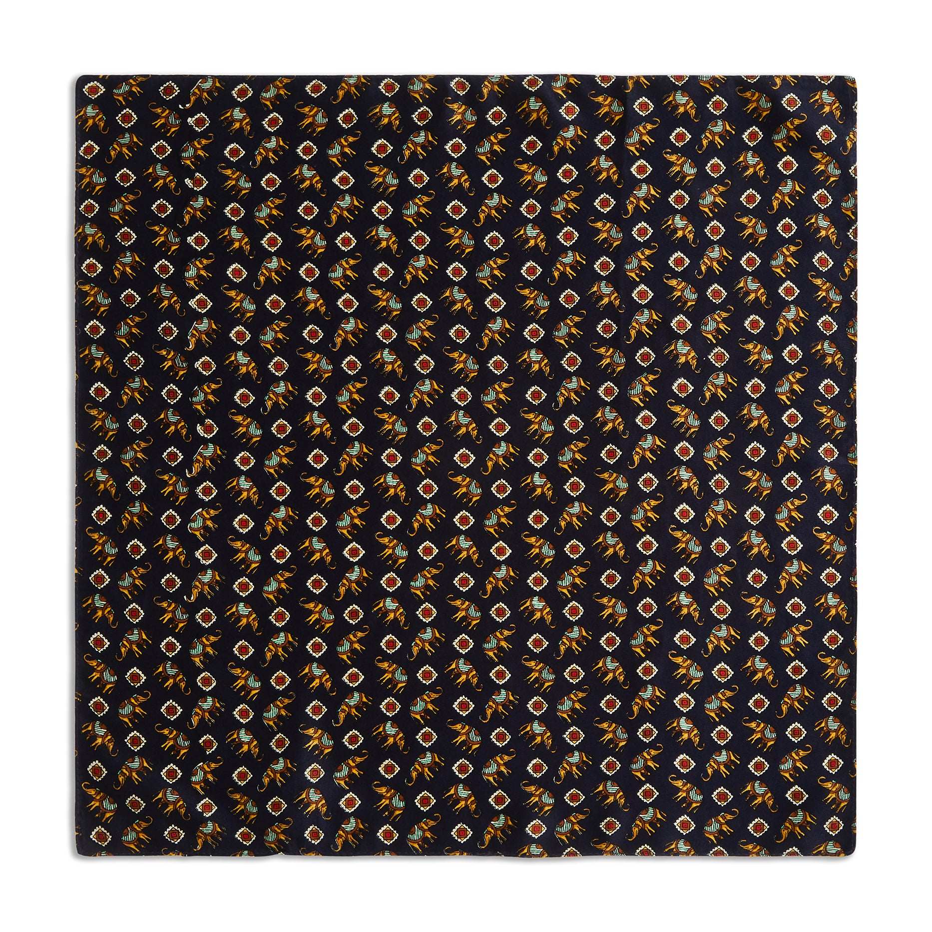 Silk All Over Elephant Pocket Square