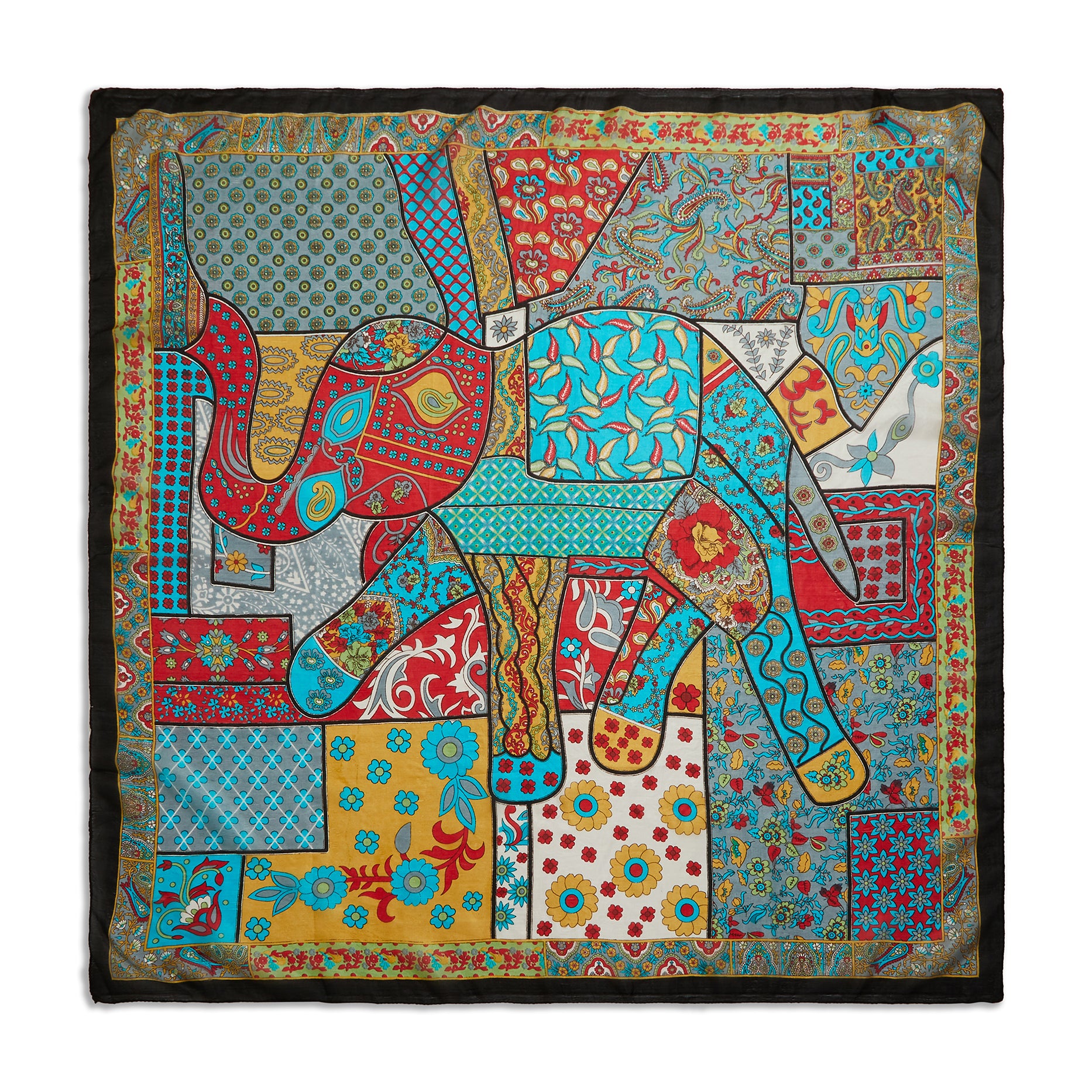 Mosaic Elephant Silk Large Pocket Square