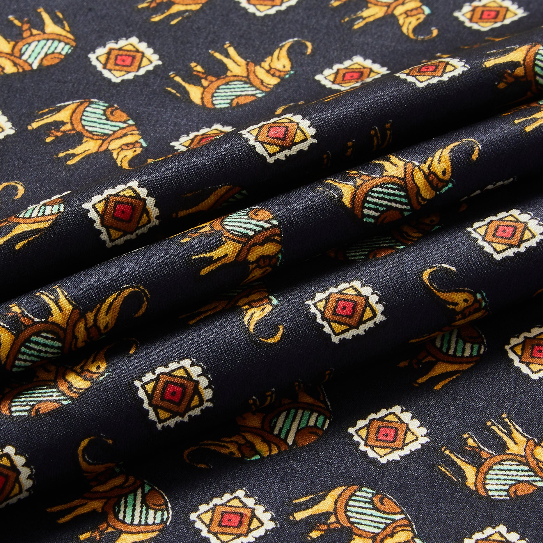 Silk All Over Elephant Pocket Square
